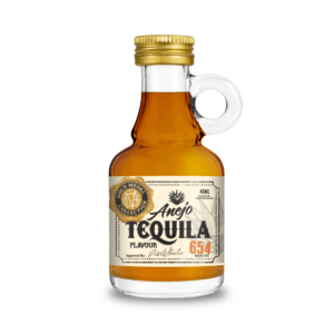 Añejo Tequila bottle with gold cap and label