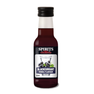 Blackcurrant vodka flavour bottle, Spirits Unlimited label