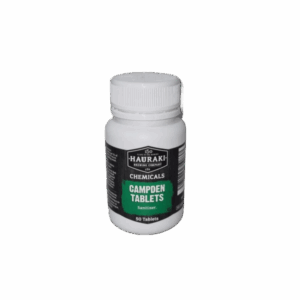 Bottle of Campden sanitiser tablets on white background