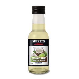 Coconut lime vodka flavour in small bottle