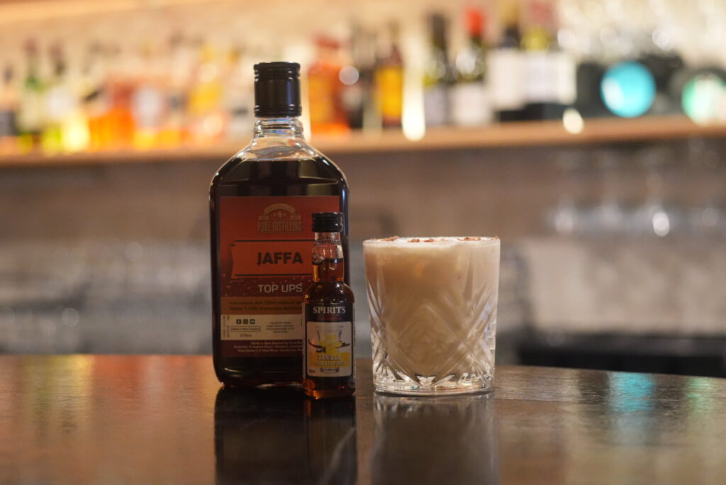 Jaffa spirits and cocktail on bar counter