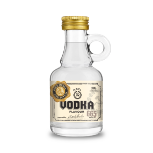 Small vintage vodka bottle with gold cap