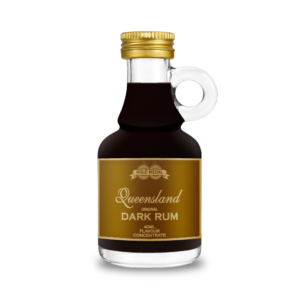 Queensland dark rum bottle on white background