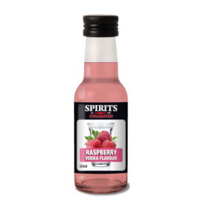 Small bottle of raspberry vodka flavour