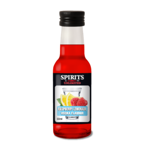 Raspberry lemonade vodka flavour in red bottle
