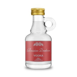 Small Vodka bottle labelled 'Russian Drakon' with gold cap