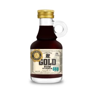 Bottle of Santiago gold rum with label